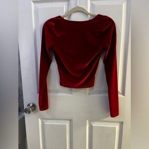 Hollister crop top, xs, fuzzy, and red